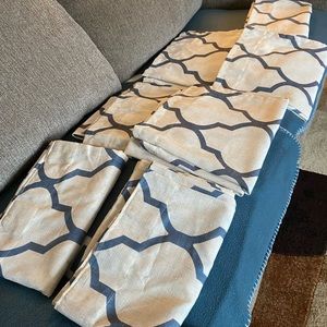 Linen been blue and beige curtains